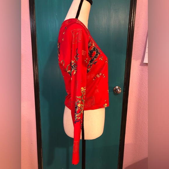Red Long Sleeve Dragon Top Size S/M - Picture 3 of 15